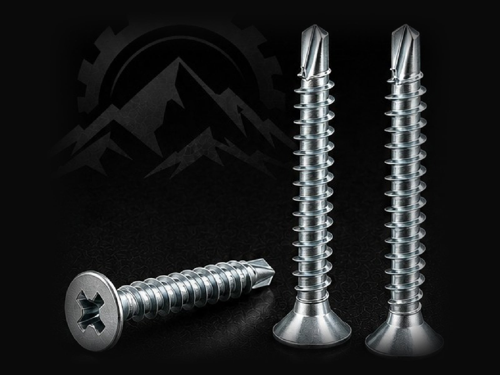 Zinc plated countersunk head self-drilling screws