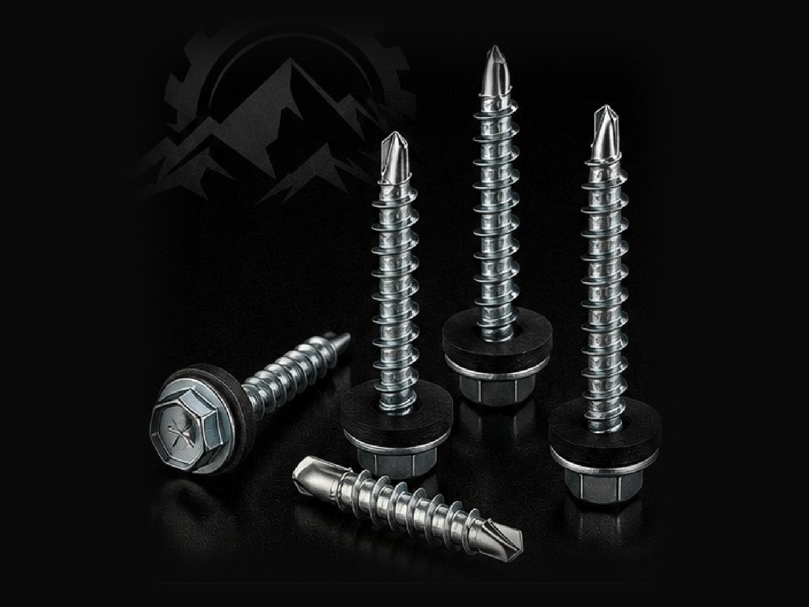 Tool Berg hex head self-drilling screws with black EPDM washers