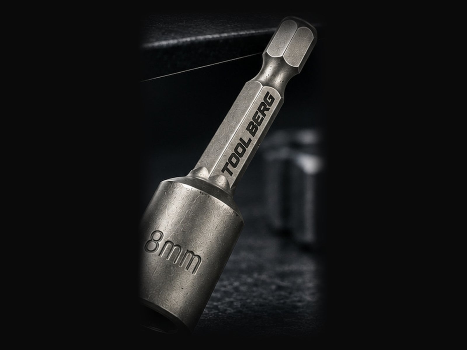 Tool Berg 8 mm magnetic nut driver bit with TOOL BERG marking on the shank